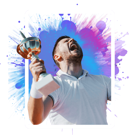 a champion lifting a trophy